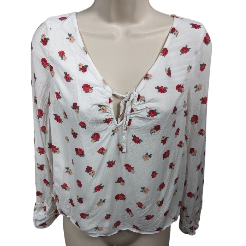 Hollister Rose Print Boho Top Sz XS